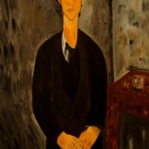 RITRATTO DI CHAIM SOUTINE omaggio ad A. Modigliani olio su tela 50x70